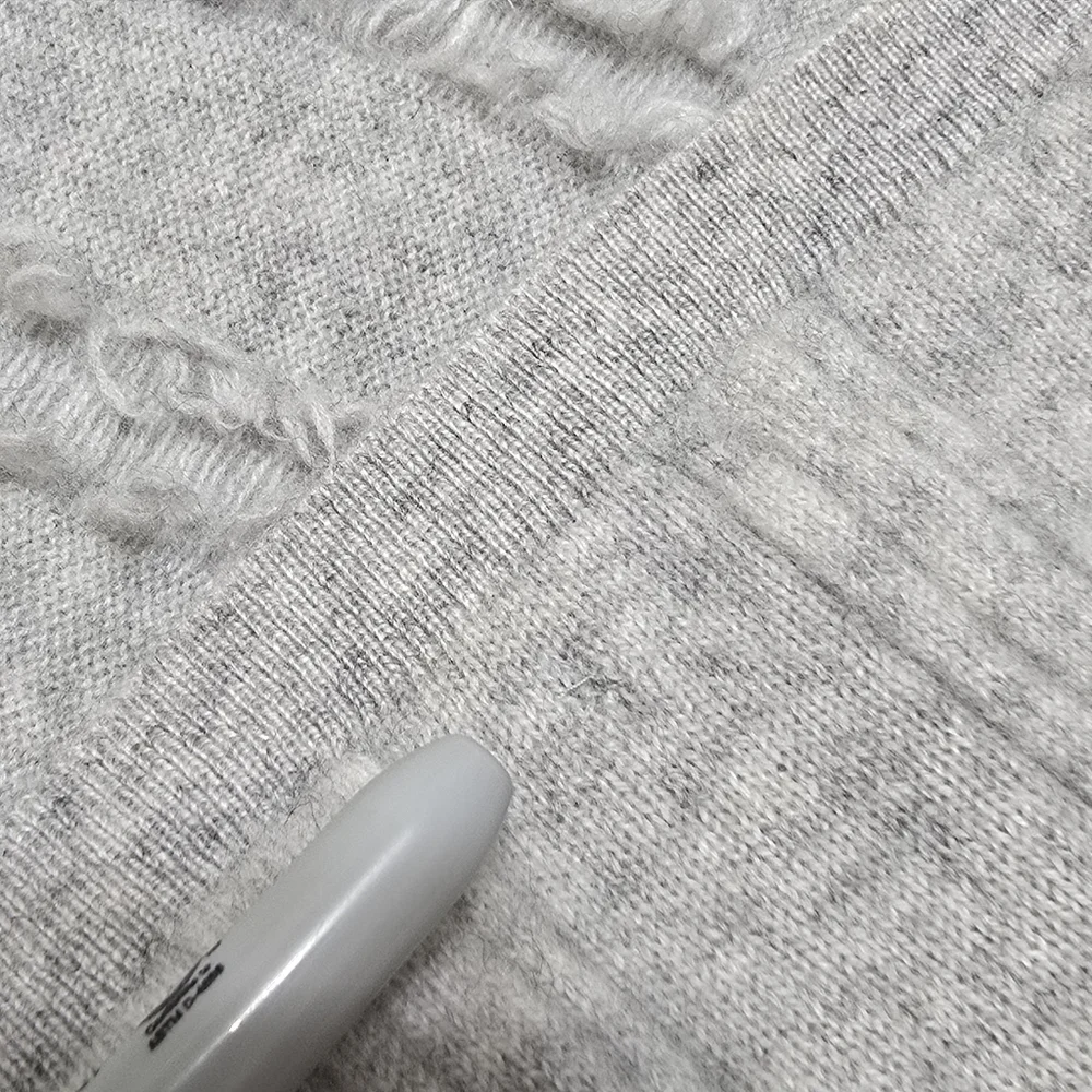 Neiman Marcus Women Cashmere L Cardigan Sweater Gray Fringe Luxury Cozy Office - Picture 10 of 16